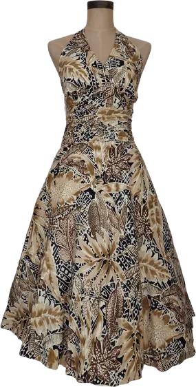 00s 00's Tropical Print Halter Dress