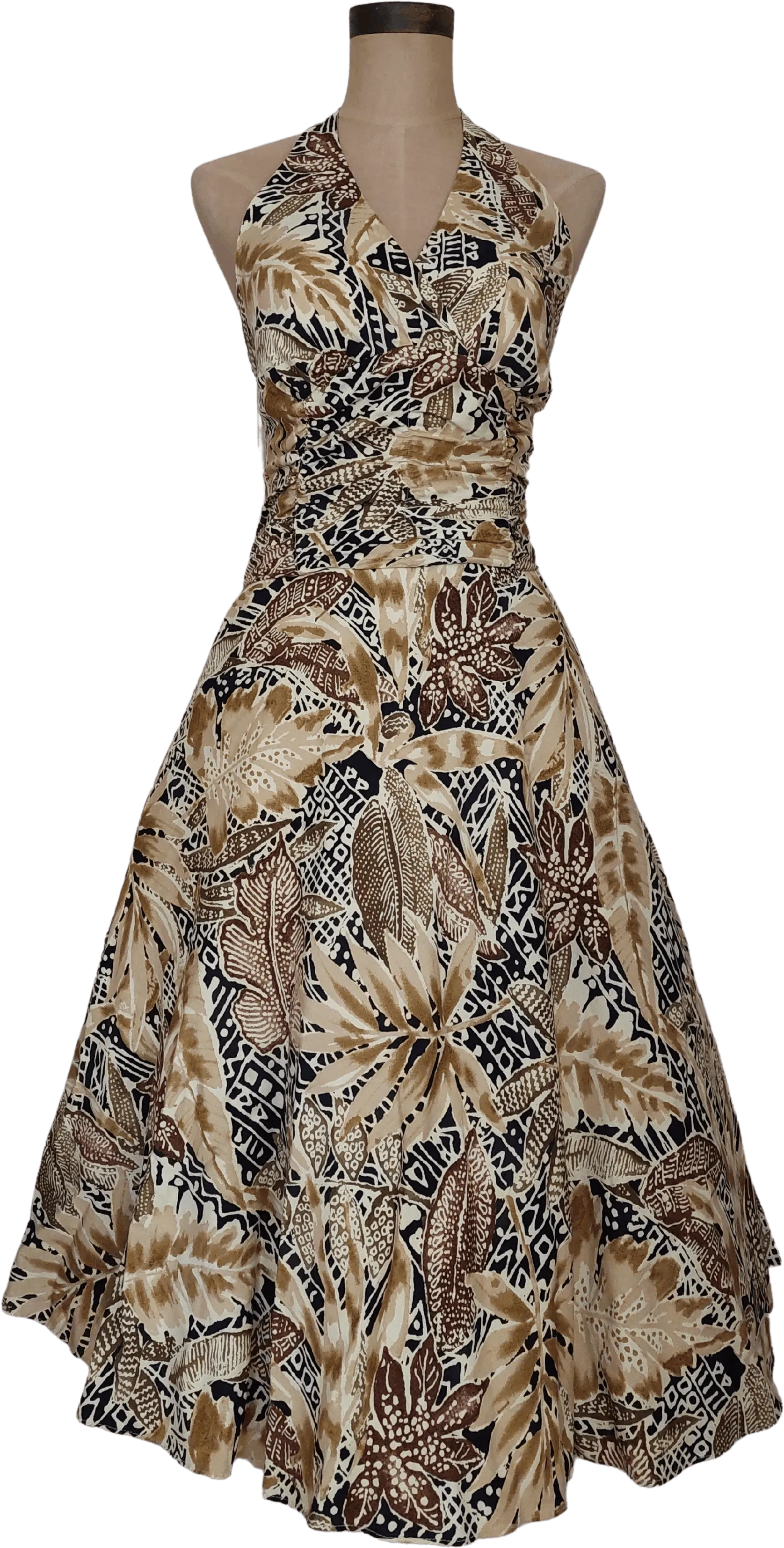 00s 00's Tropical Print Halter Dress
