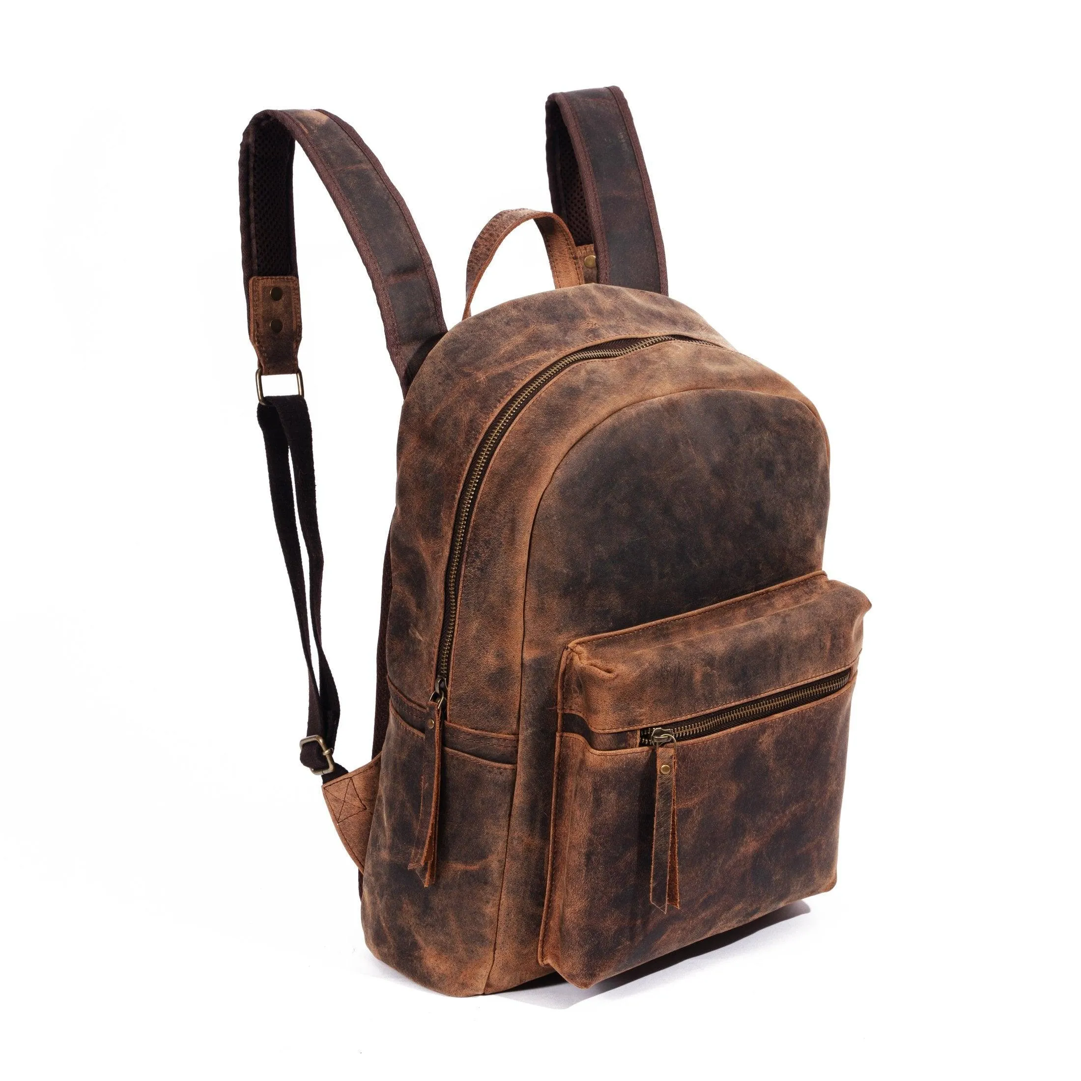 17 Inch Leather backpack rucksack laptop bag for women and men travel school college hiking travel essential shoulder camping Premium buffalo leather bag