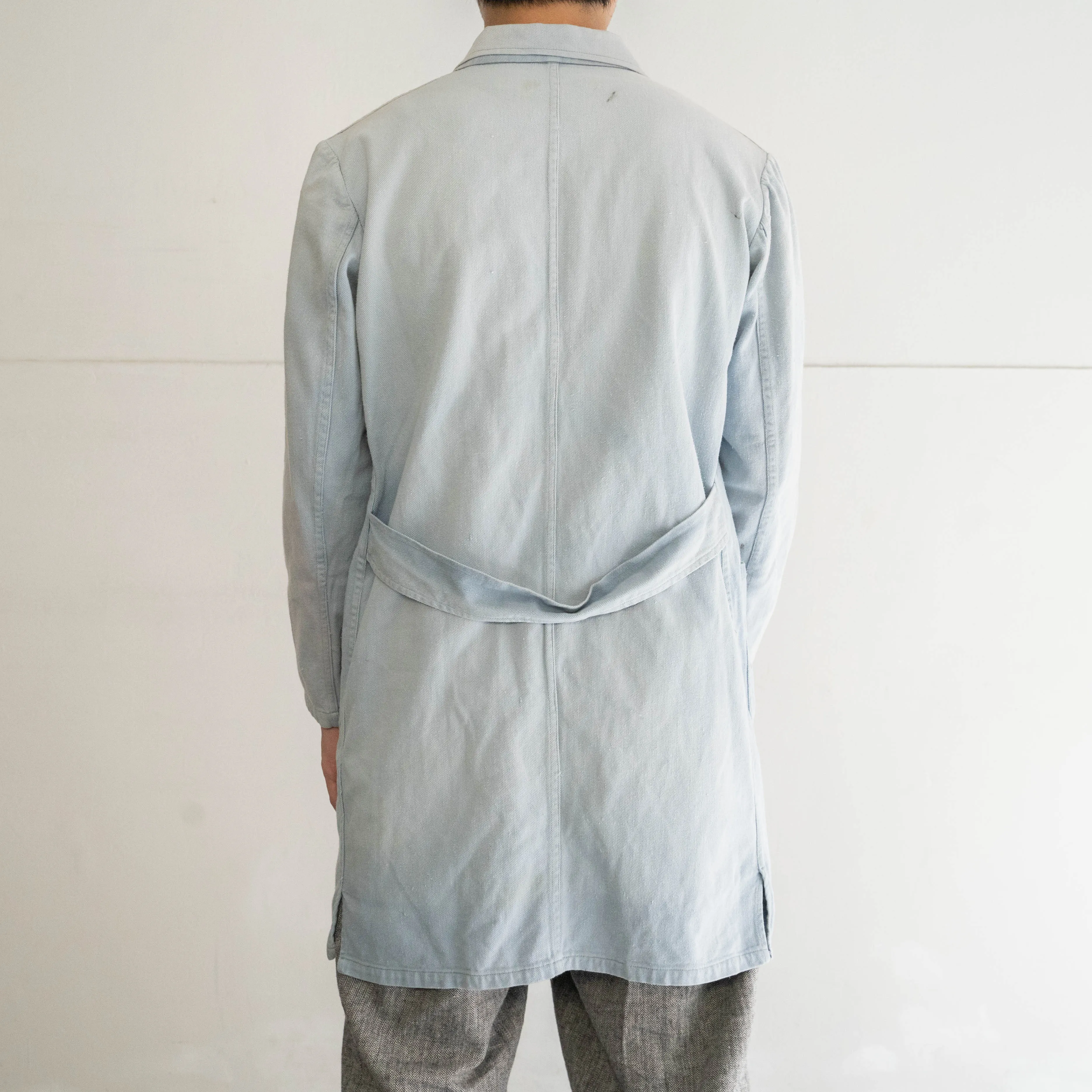 1960-70s Germany ice blue color work coat 'nice faded'