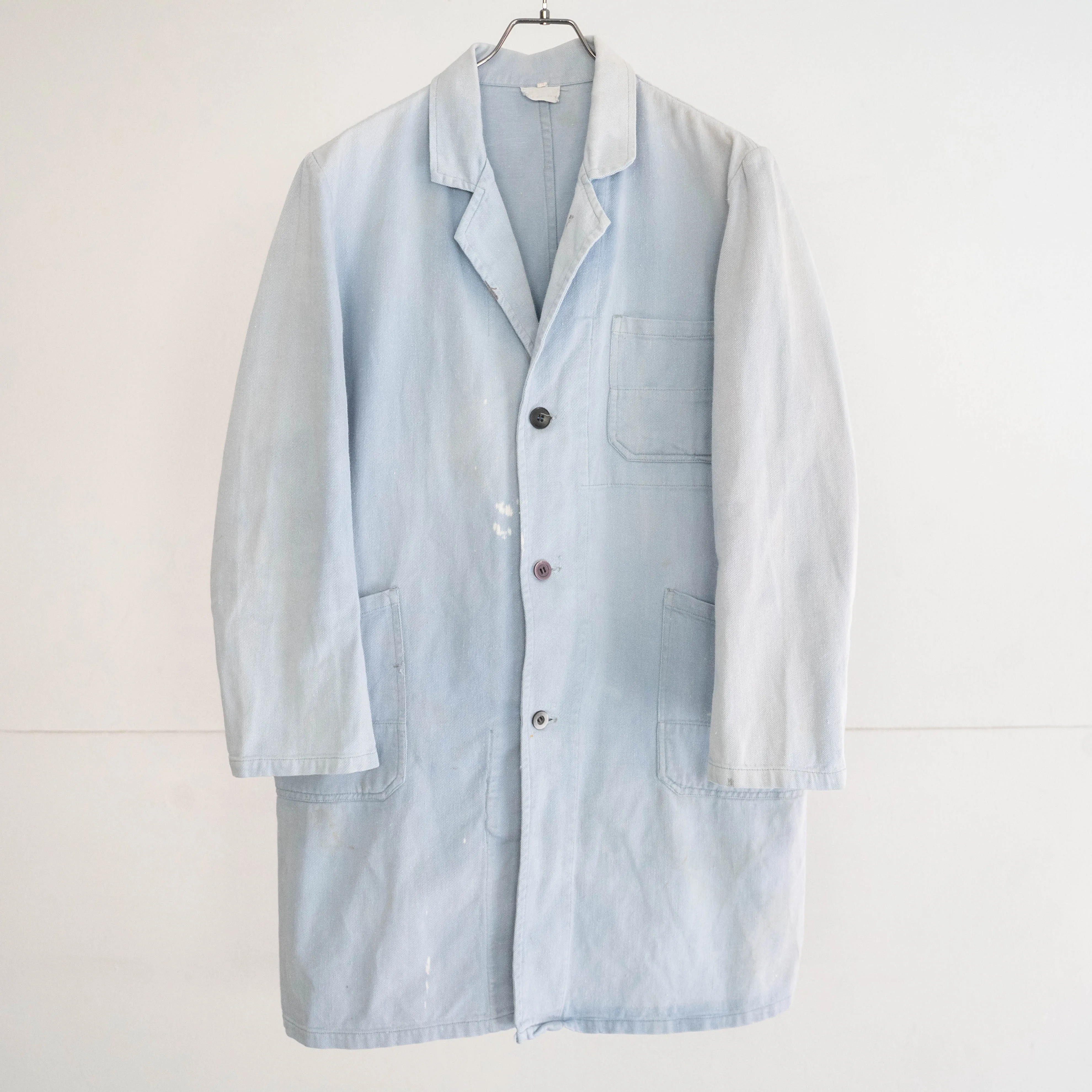 1960-70s Germany ice blue color work coat 'nice faded'