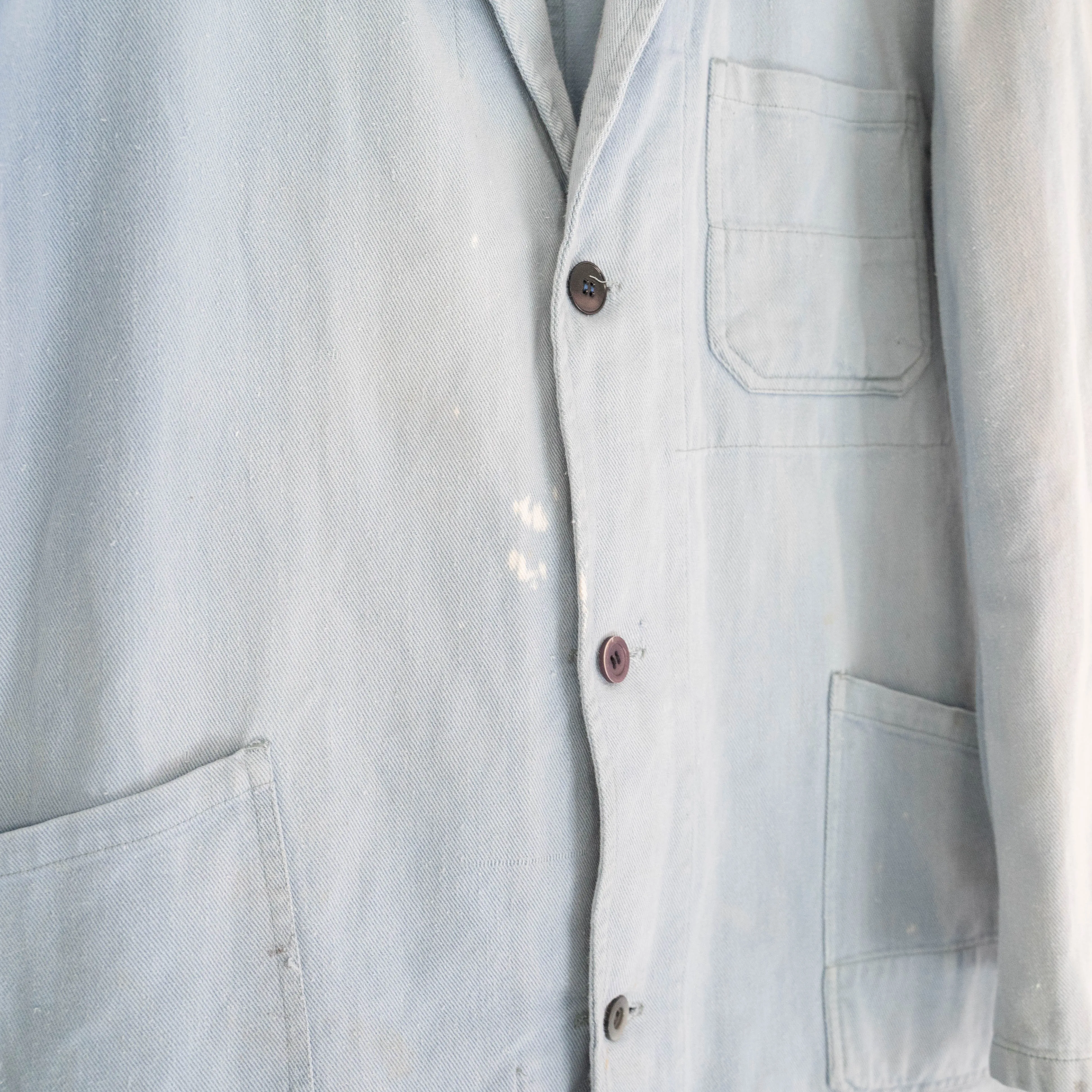 1960-70s Germany ice blue color work coat 'nice faded'
