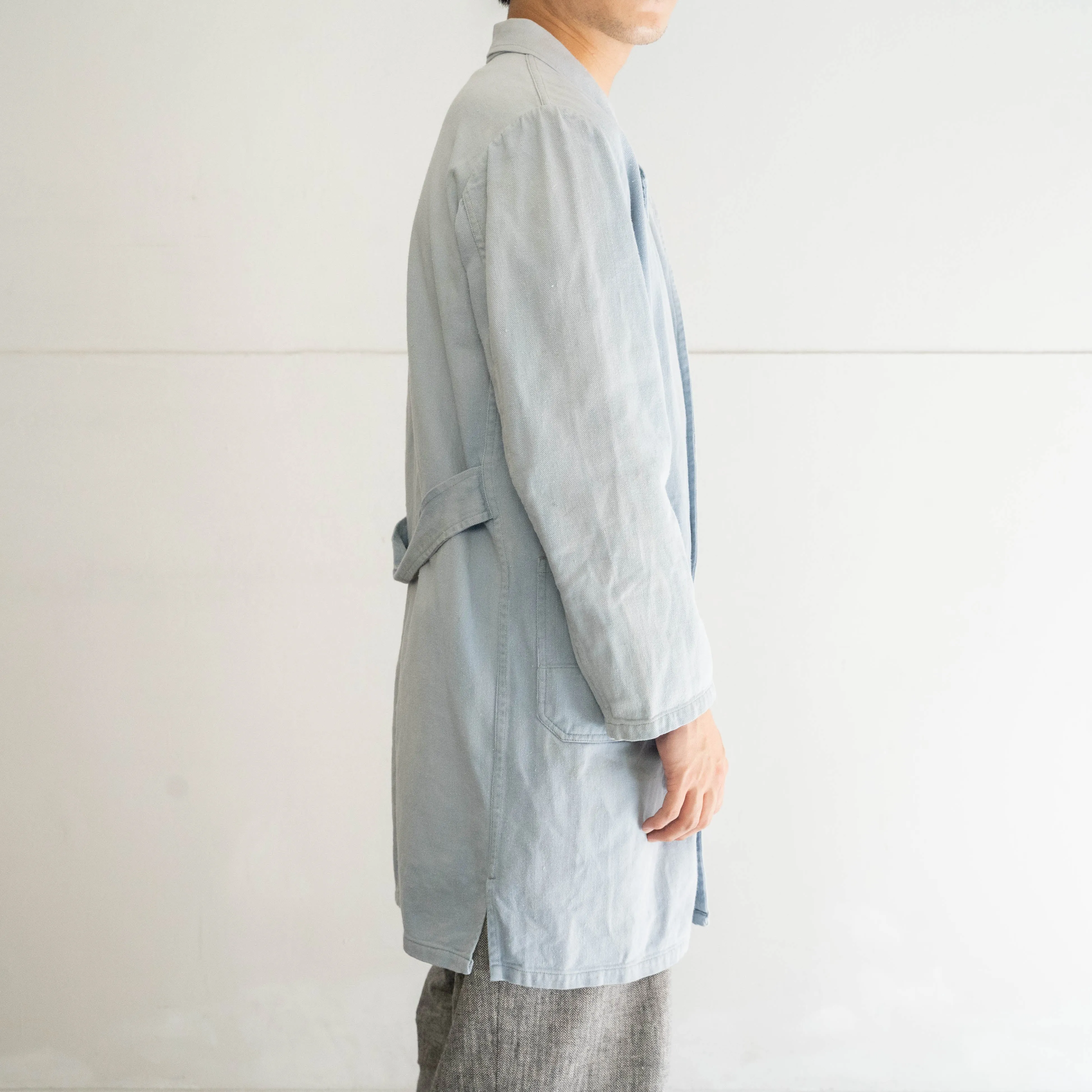 1960-70s Germany ice blue color work coat 'nice faded'