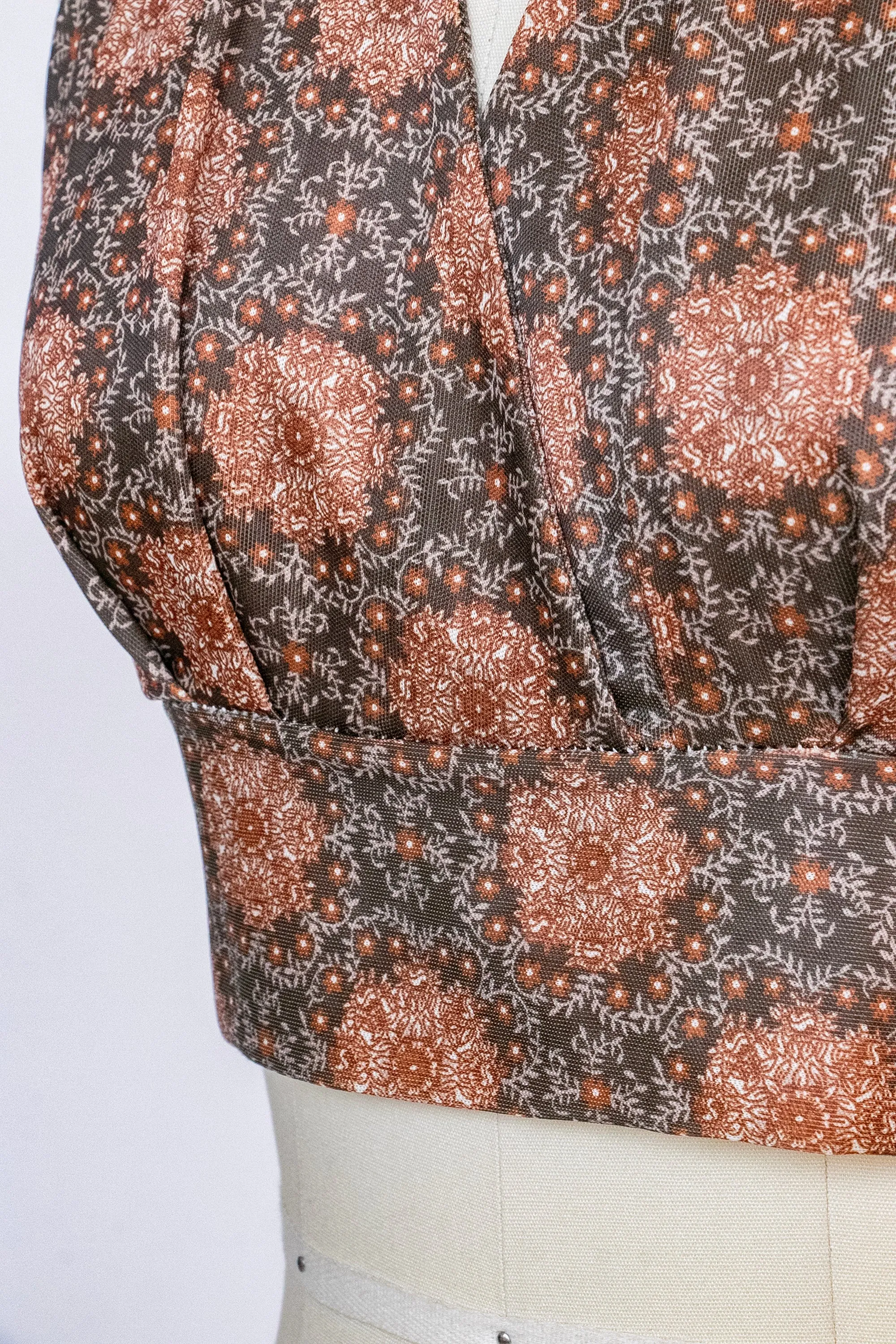 1970s Halter Top Printed Cropped Shirt S
