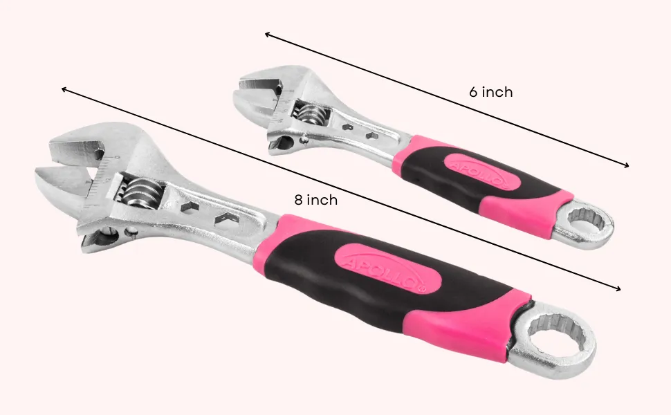 2 Adjustable Wrenches - Pink - DT5007P