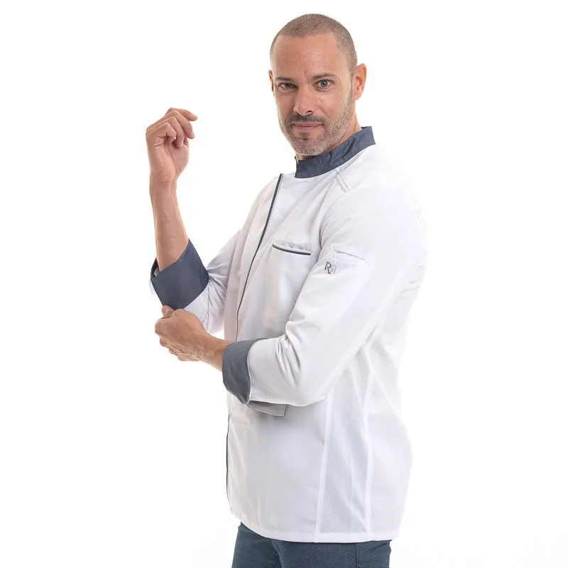 ABAX White and Denim Kitchen Coat - ROBUR