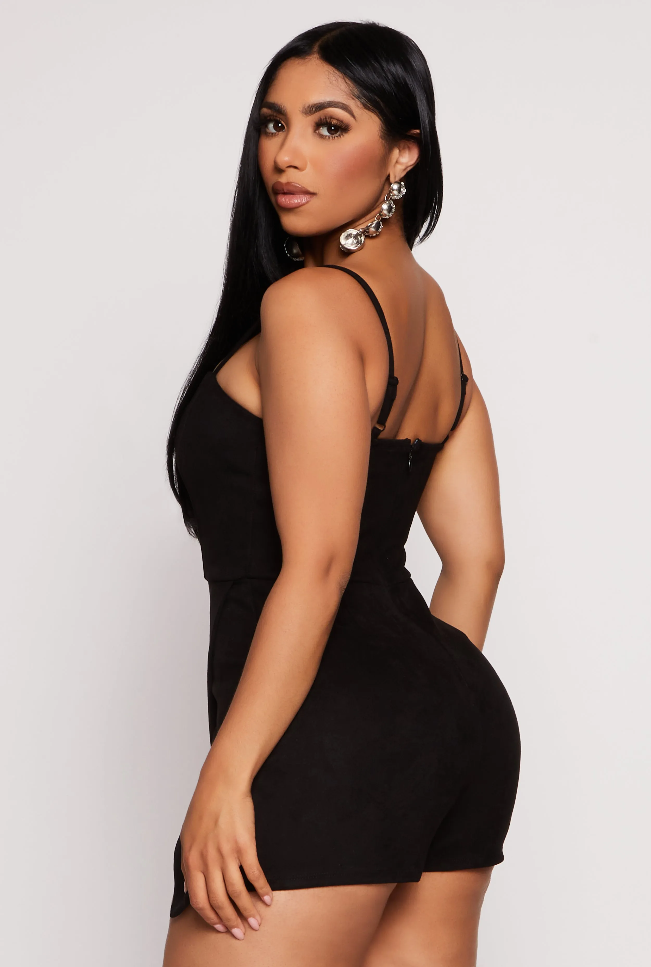 Almost Famous Faux Suede Cami Skort Romper