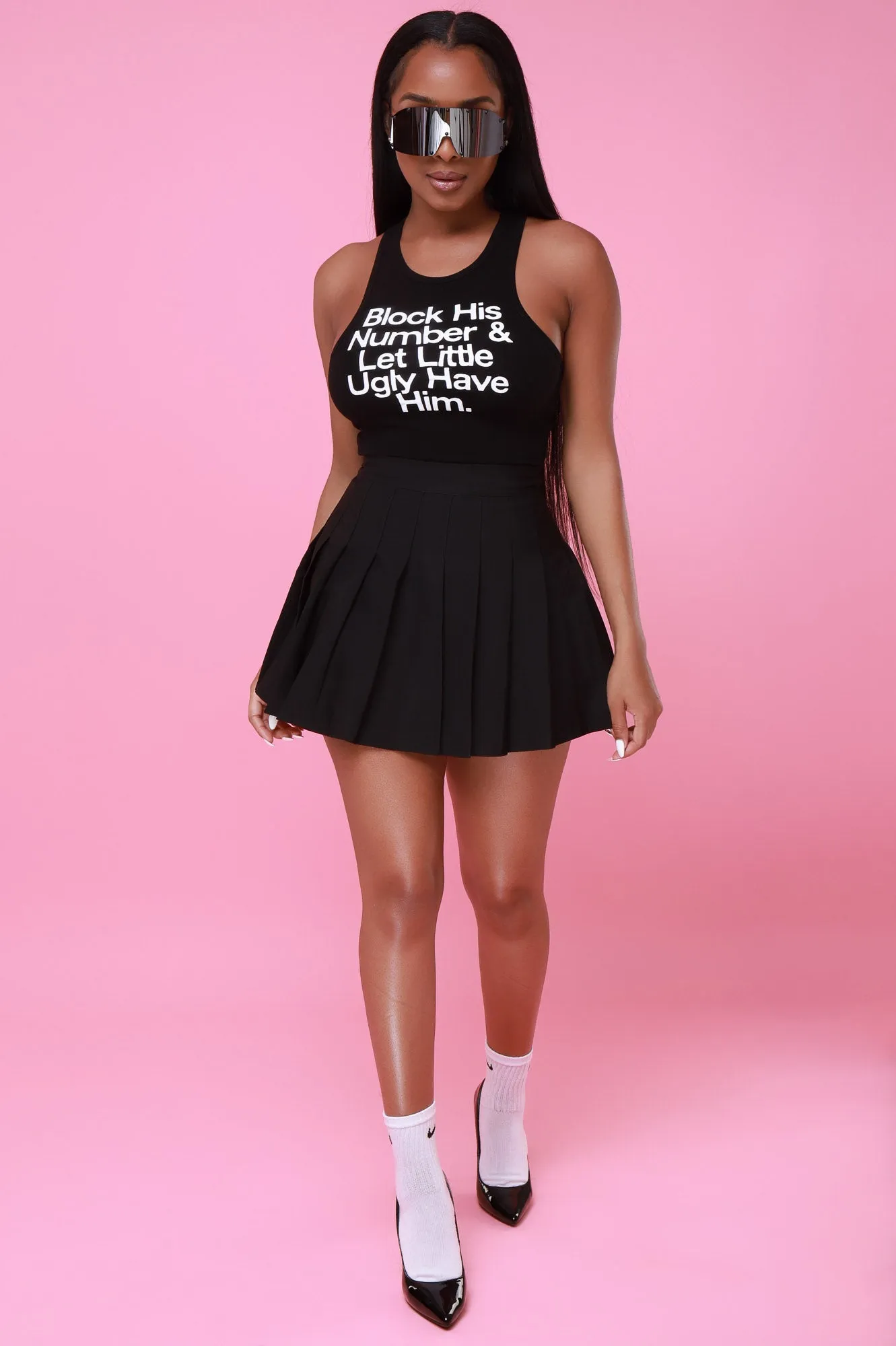 Always Cute High Rise Pleated Skirt - Black