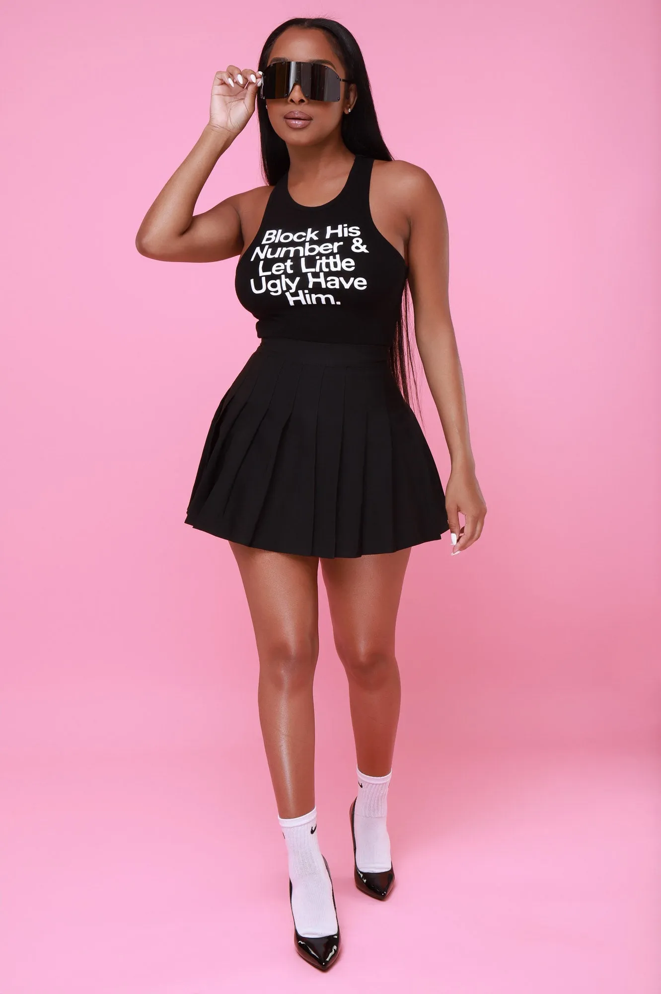 Always Cute High Rise Pleated Skirt - Black
