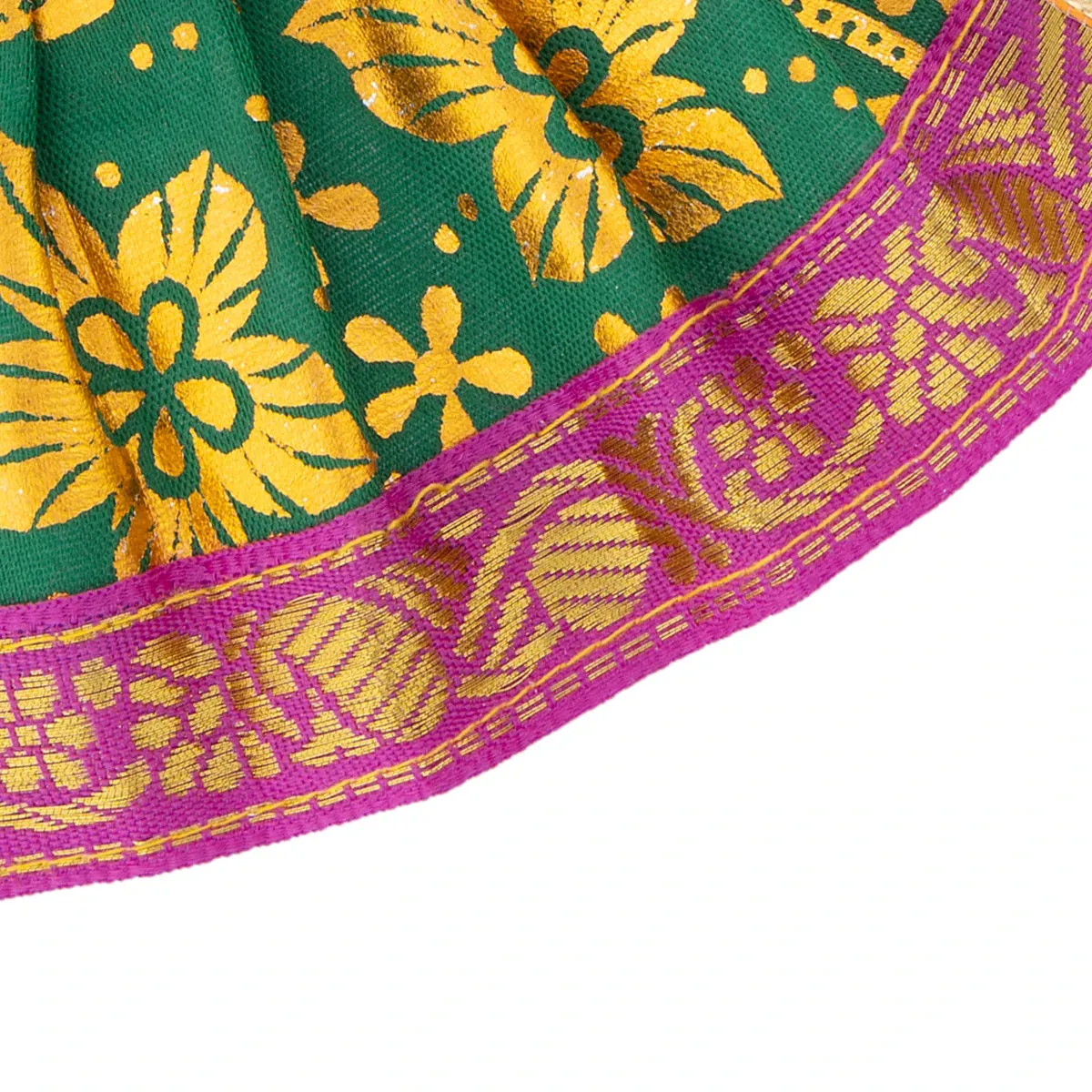 Amman Pavadai - 3 x 5 Inches | Devi Vastra/ Golden Print Border Mata Poshak for Deity/ Assorted Colour