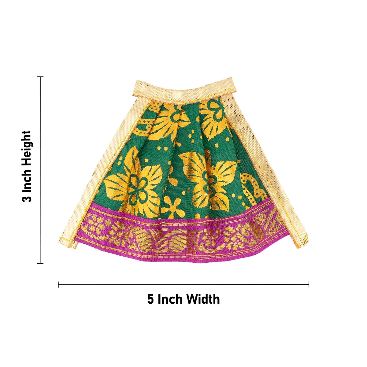 Amman Pavadai - 3 x 5 Inches | Devi Vastra/ Golden Print Border Mata Poshak for Deity/ Assorted Colour