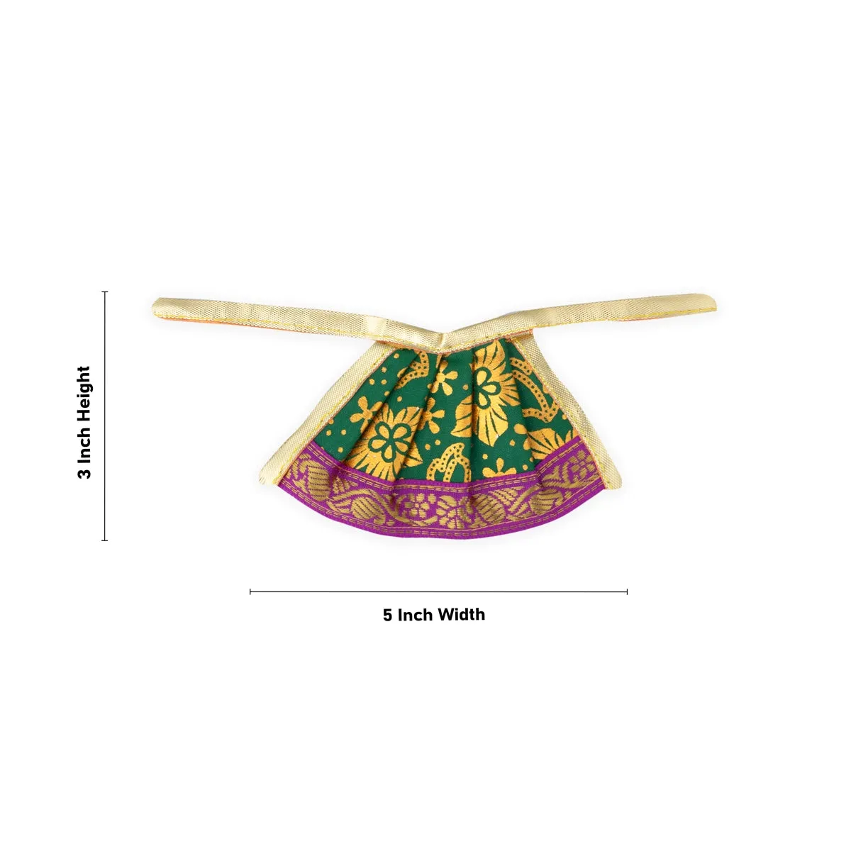 Amman Pavadai - 3 x 5 Inches | Devi Vastra/ Golden Print Border Mata Poshak for Deity/ Assorted Colour