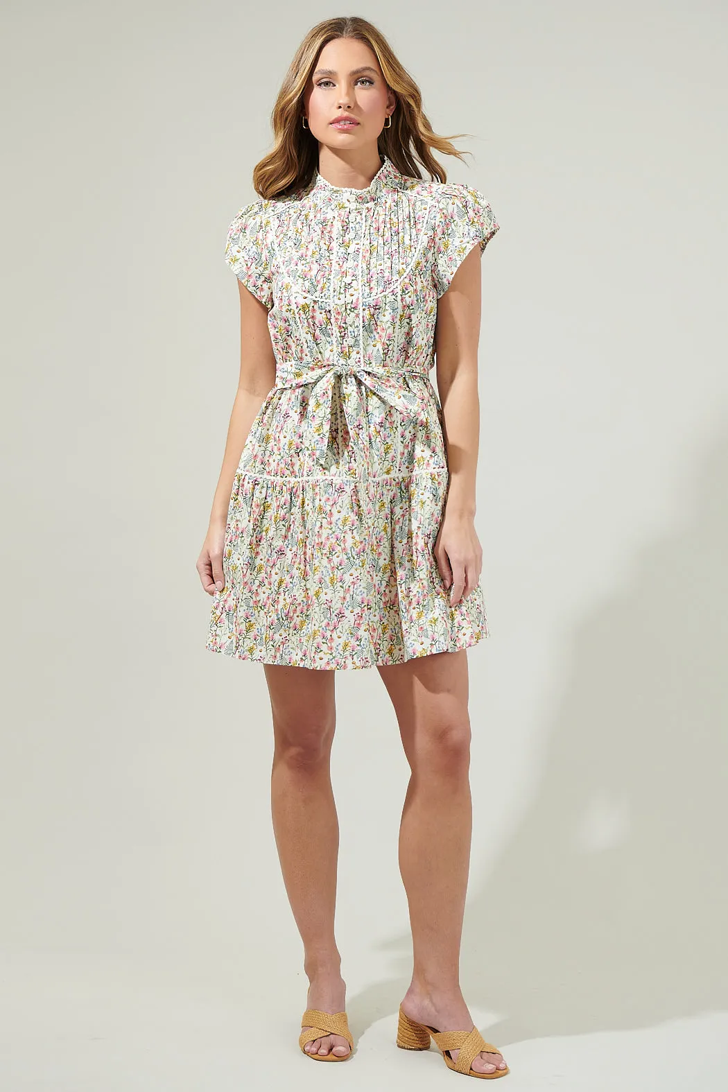 Arvine Floral Pleated Mini Dress