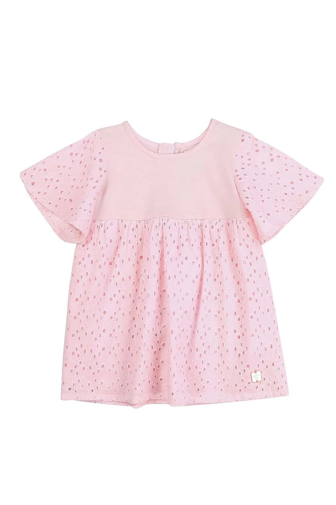 BABY GIRL FRENCH EMBROIDERY & JERSEY DRESS