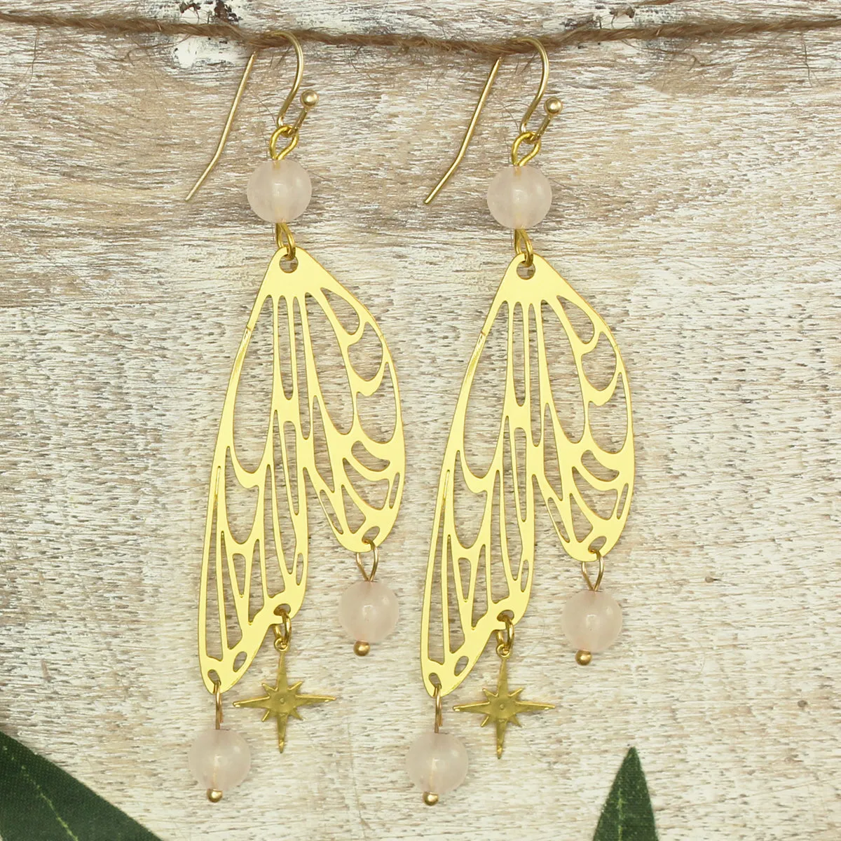 Beaded Butterfly Wing Statement Earrings