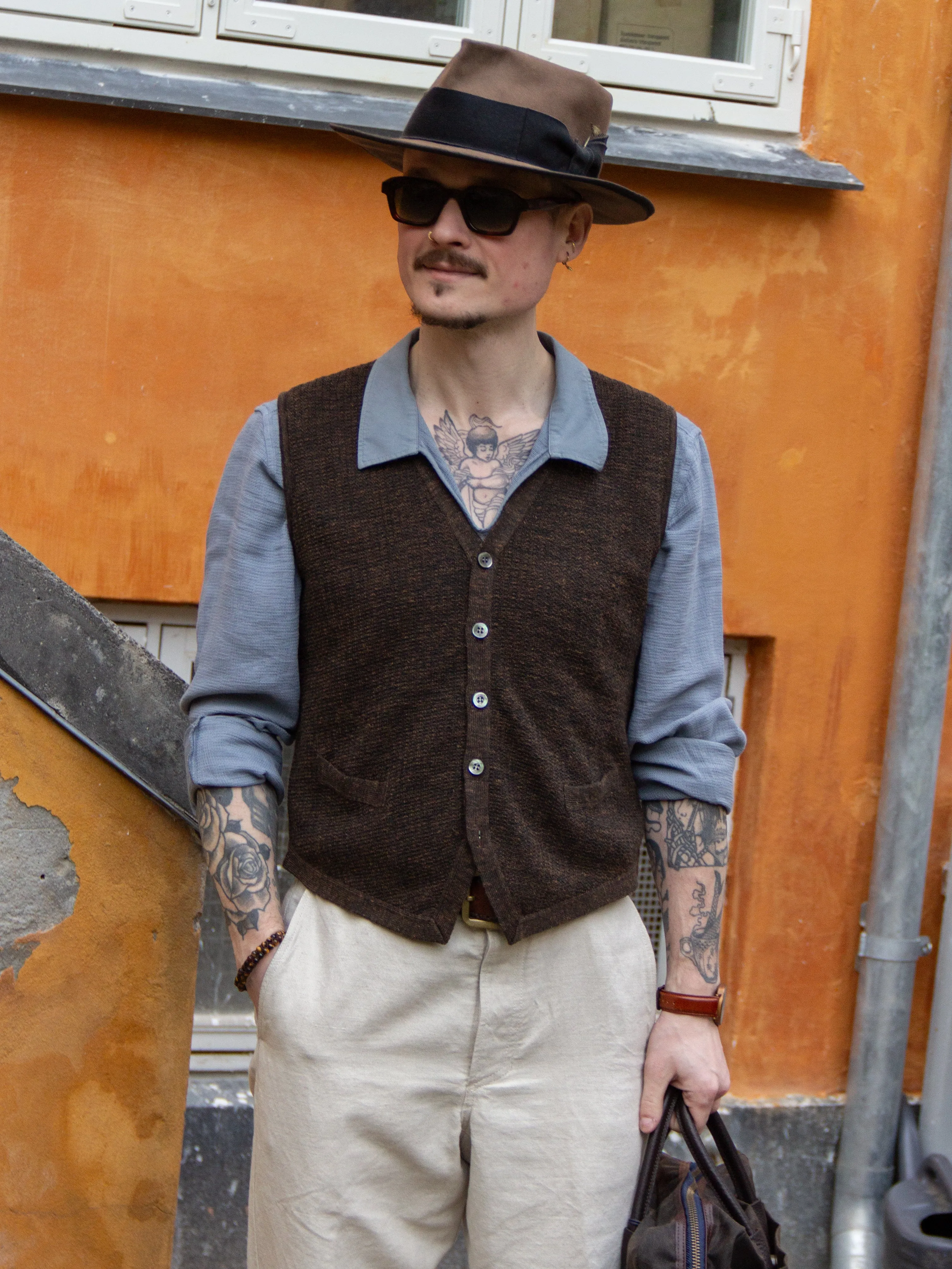 Belafonte Ragtime Clothing, Knit Vest, Brown Mix