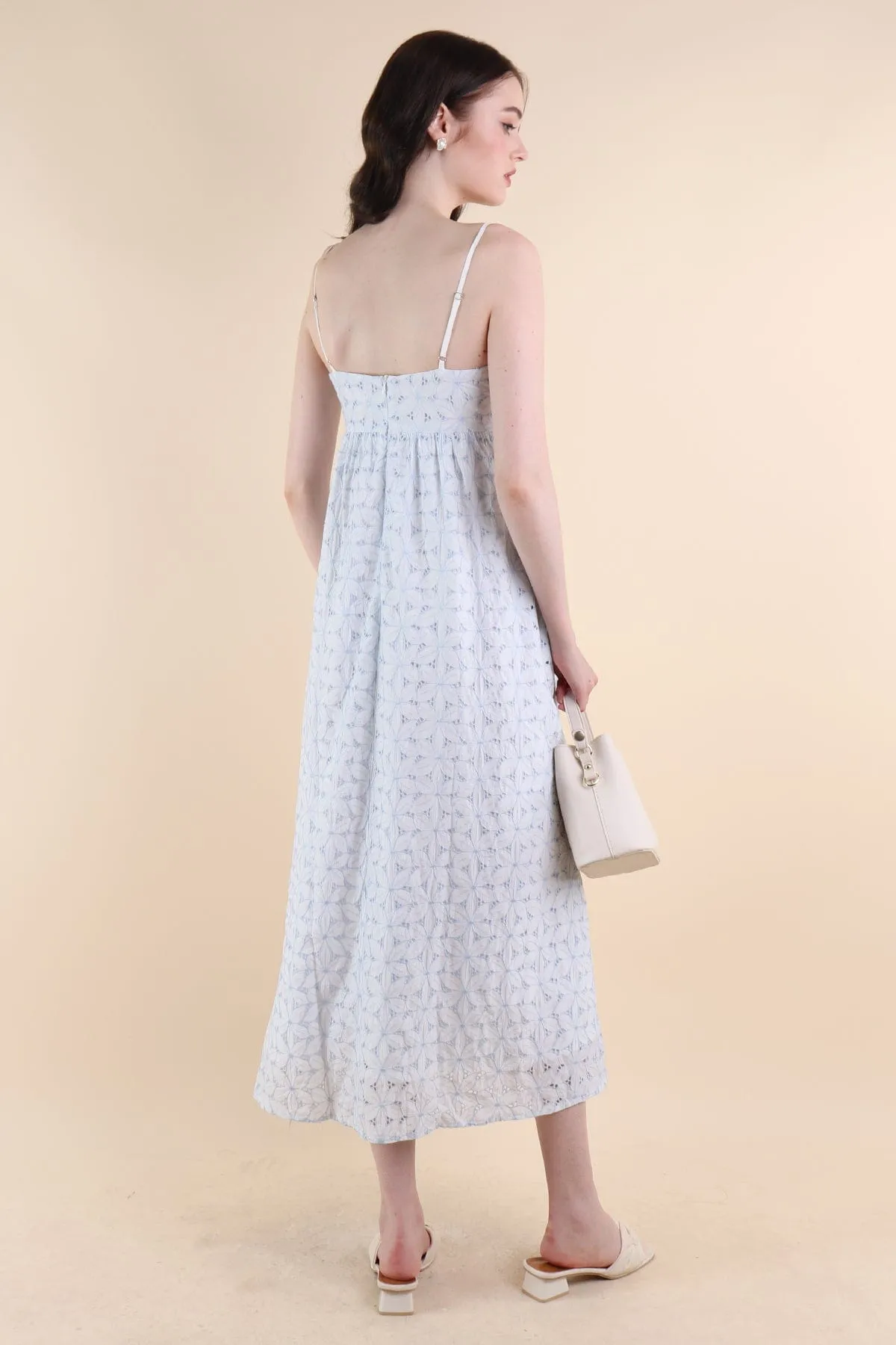 BELLA EMBROIDERY DRESS IN SKY
