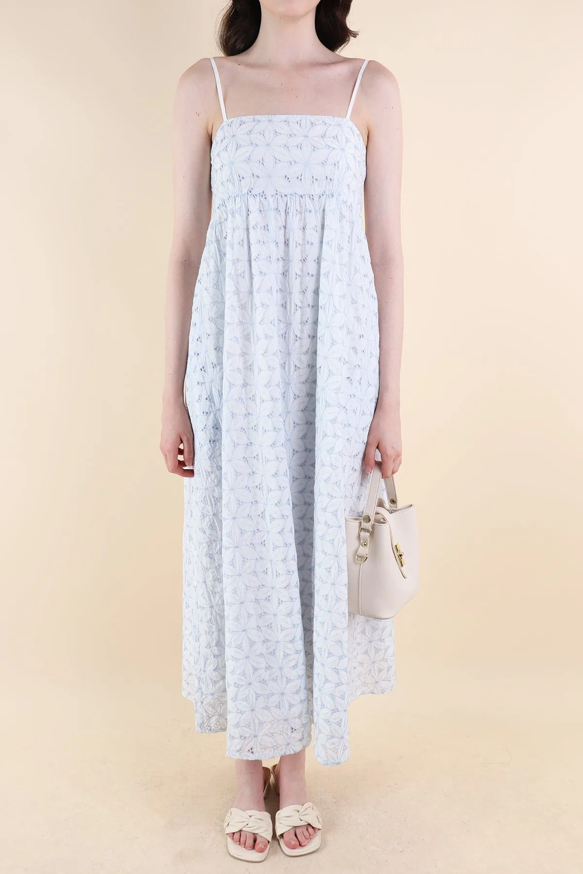 BELLA EMBROIDERY DRESS IN SKY