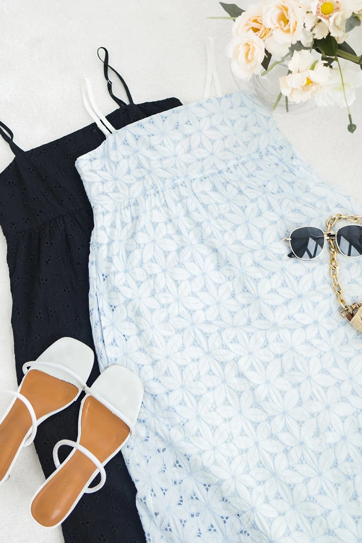 BELLA EMBROIDERY DRESS IN SKY