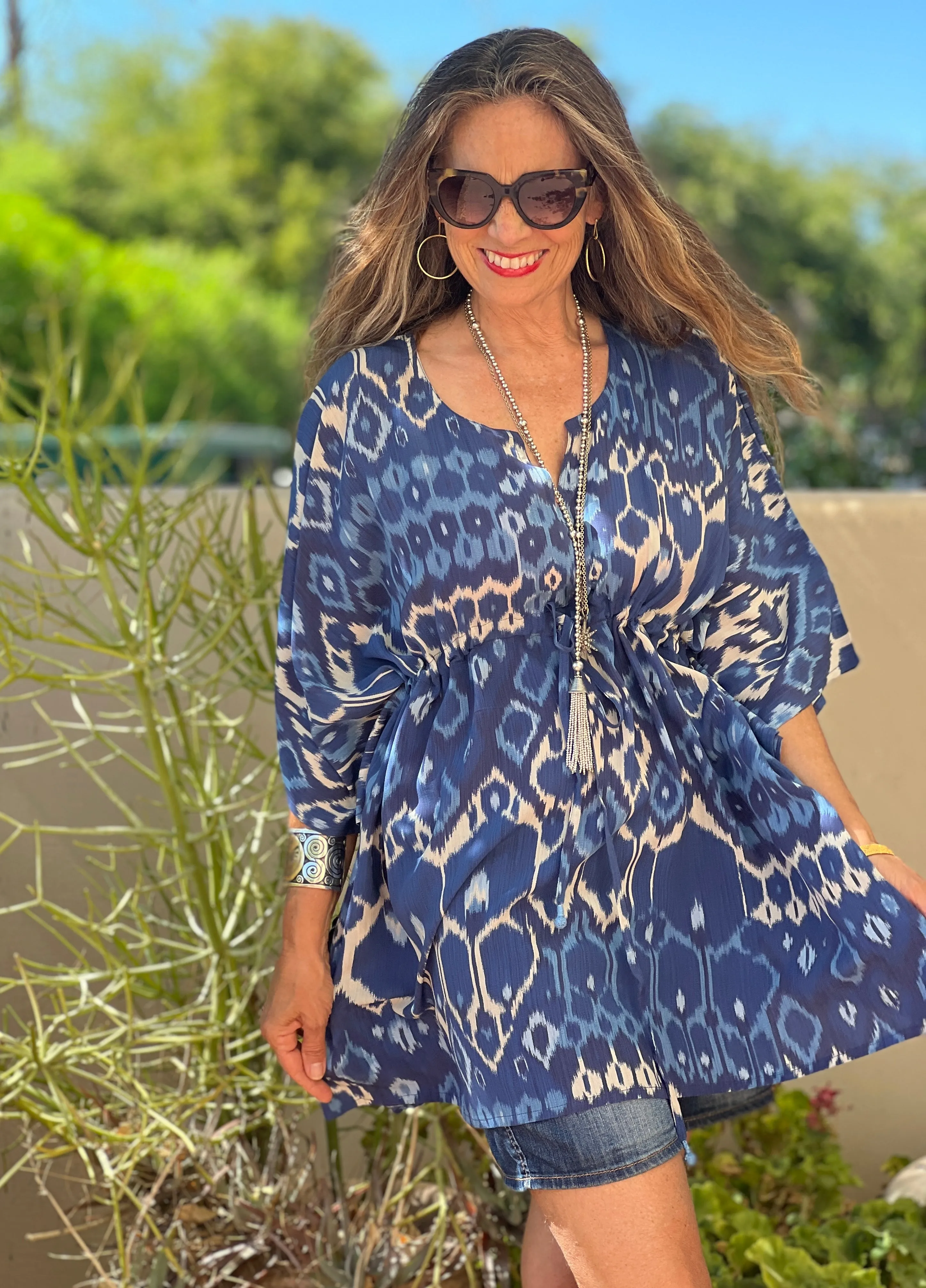 Blu Vita Italian Silk Short Kaftan