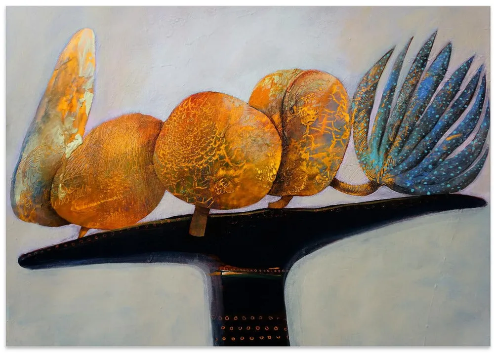 Blue Bananas - Stretched Canvas, Poster or Fine Art Print