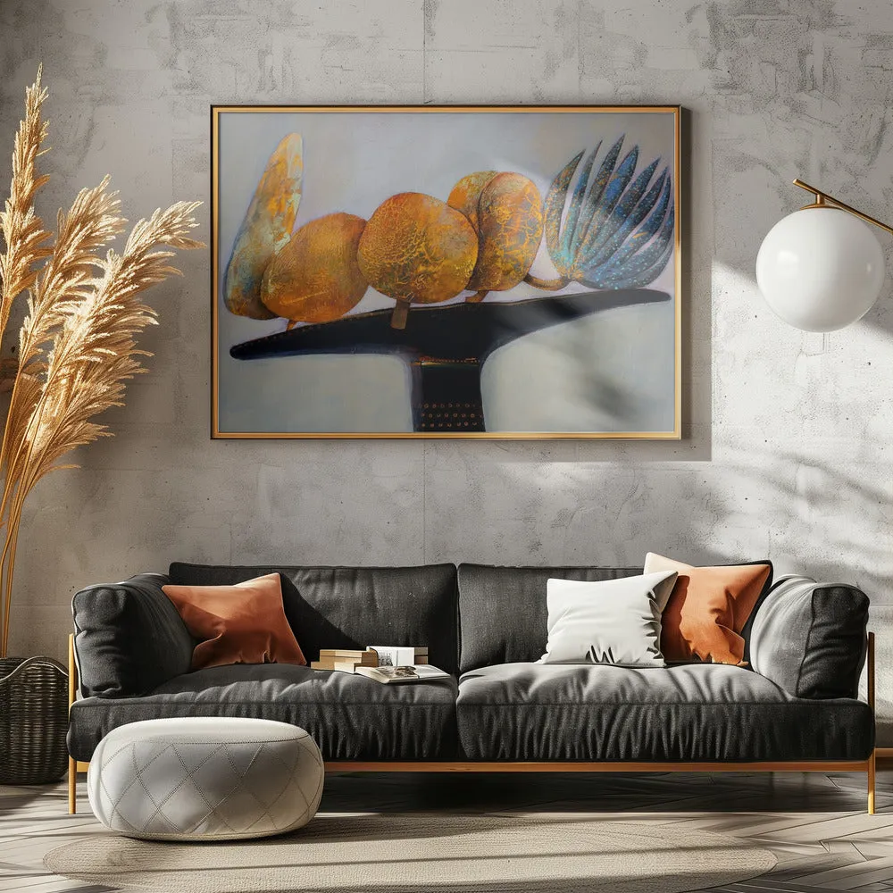 Blue Bananas - Stretched Canvas, Poster or Fine Art Print