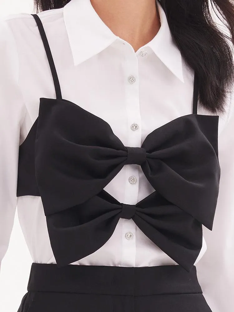 Bow Vest Two-piece Shirt