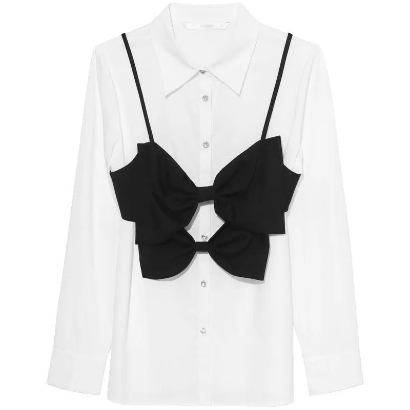 Bow Vest Two-piece Shirt