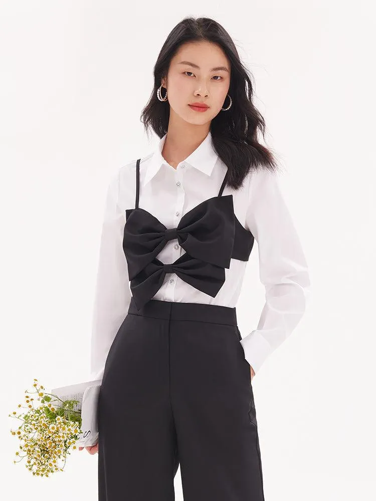 Bow Vest Two-piece Shirt