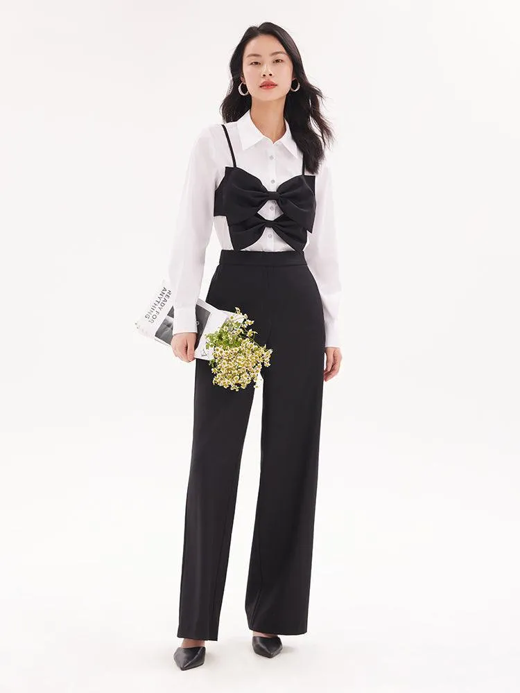 Bow Vest Two-piece Shirt
