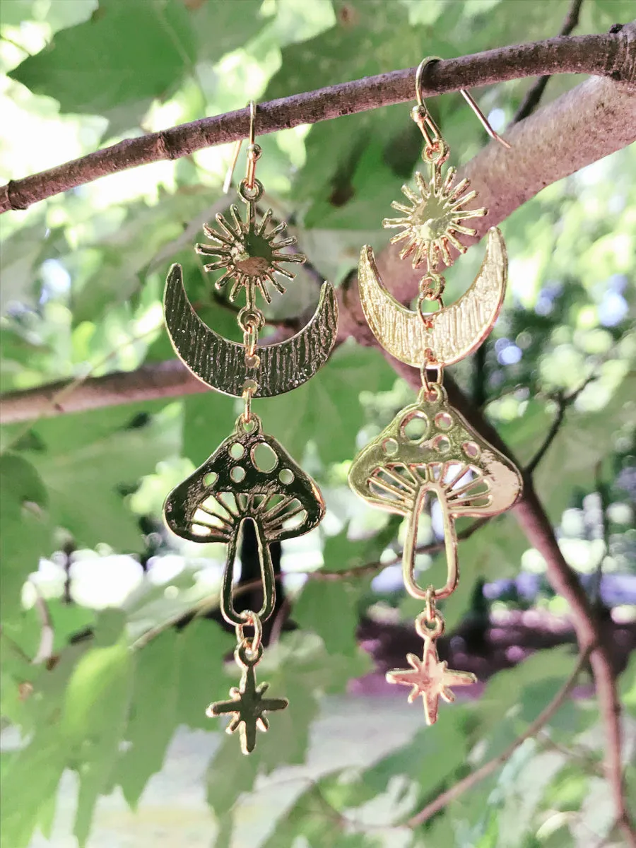 Celestial Mushroom Statement Earrings