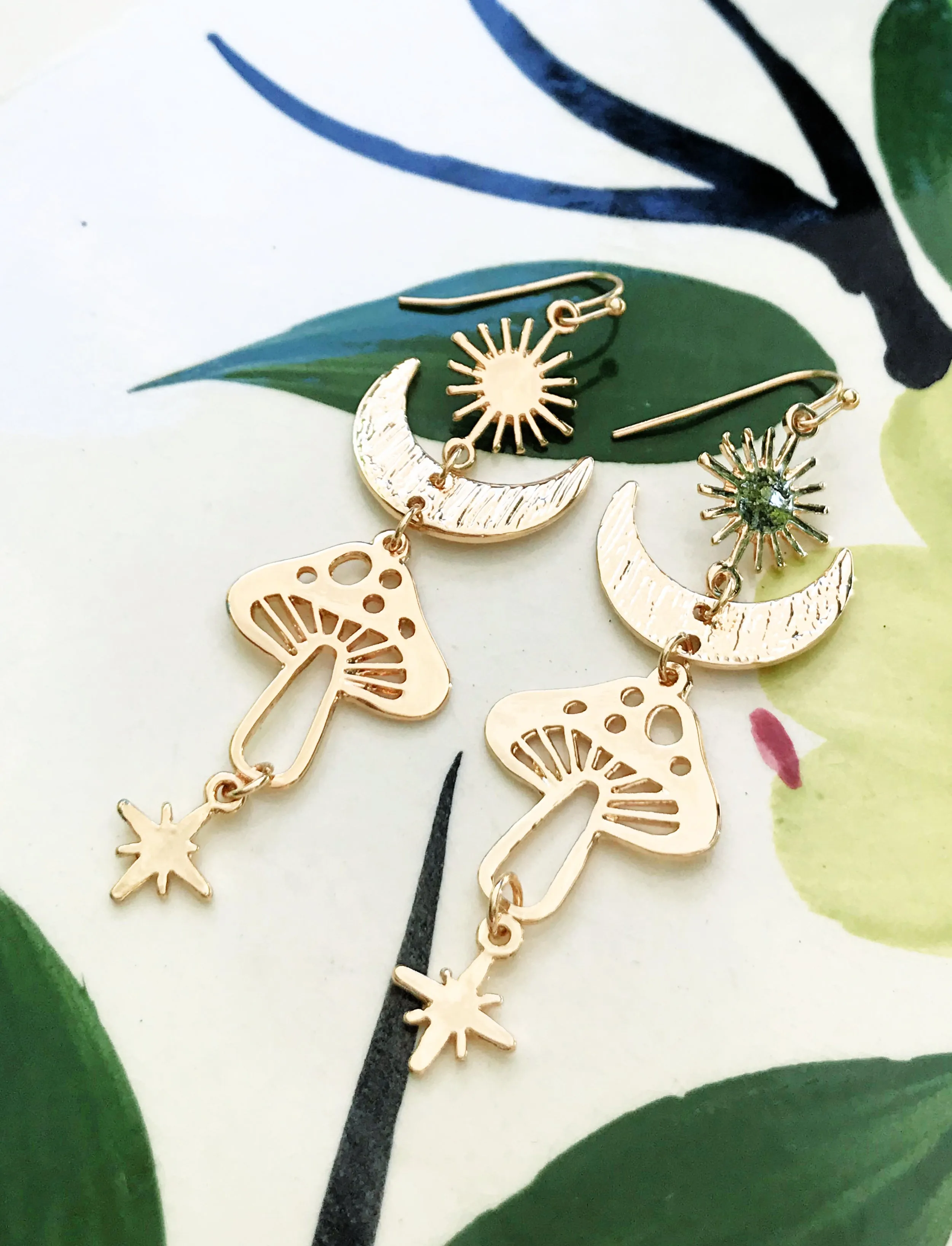Celestial Mushroom Statement Earrings