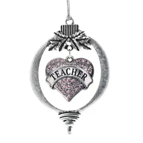 Christmas Ornament with Crystal Teacher Heart charm