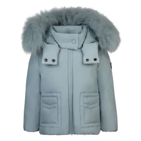 coat down with fur - blue