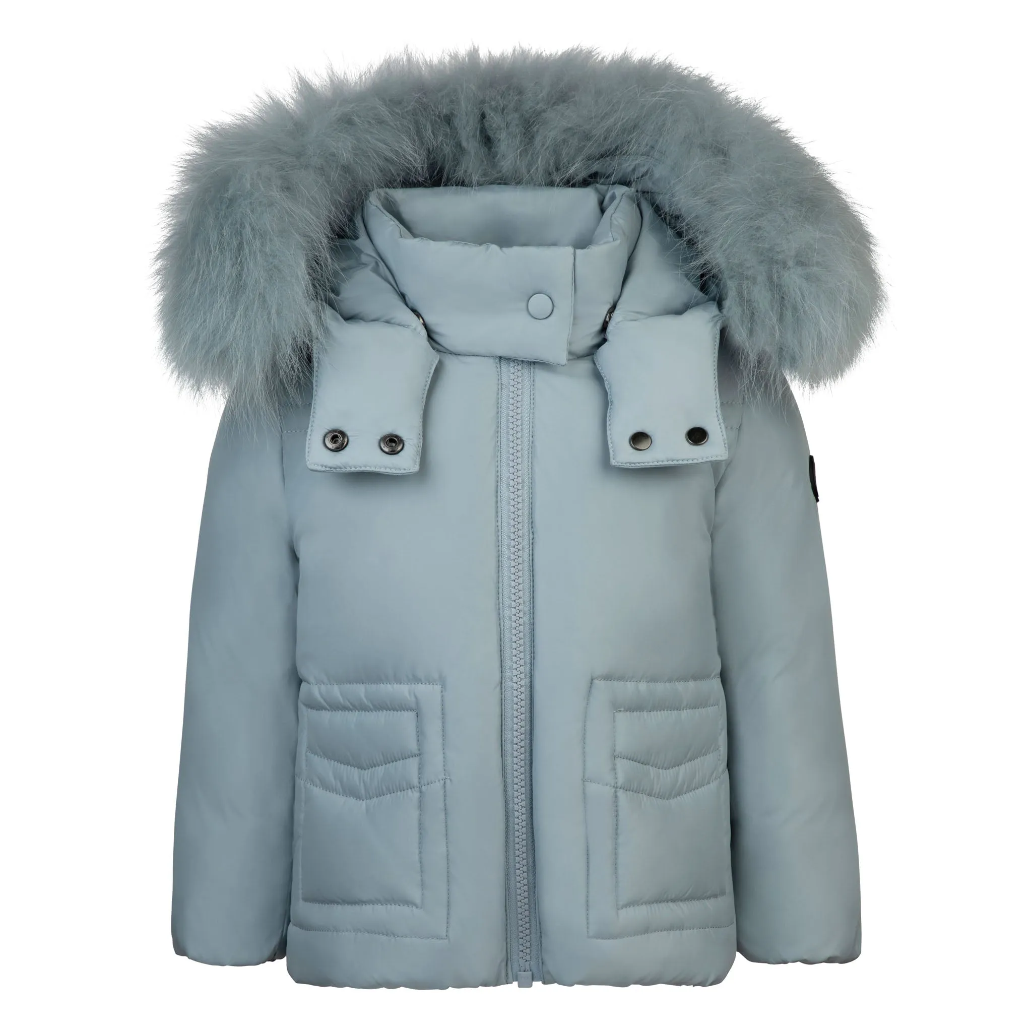 coat down with fur - blue