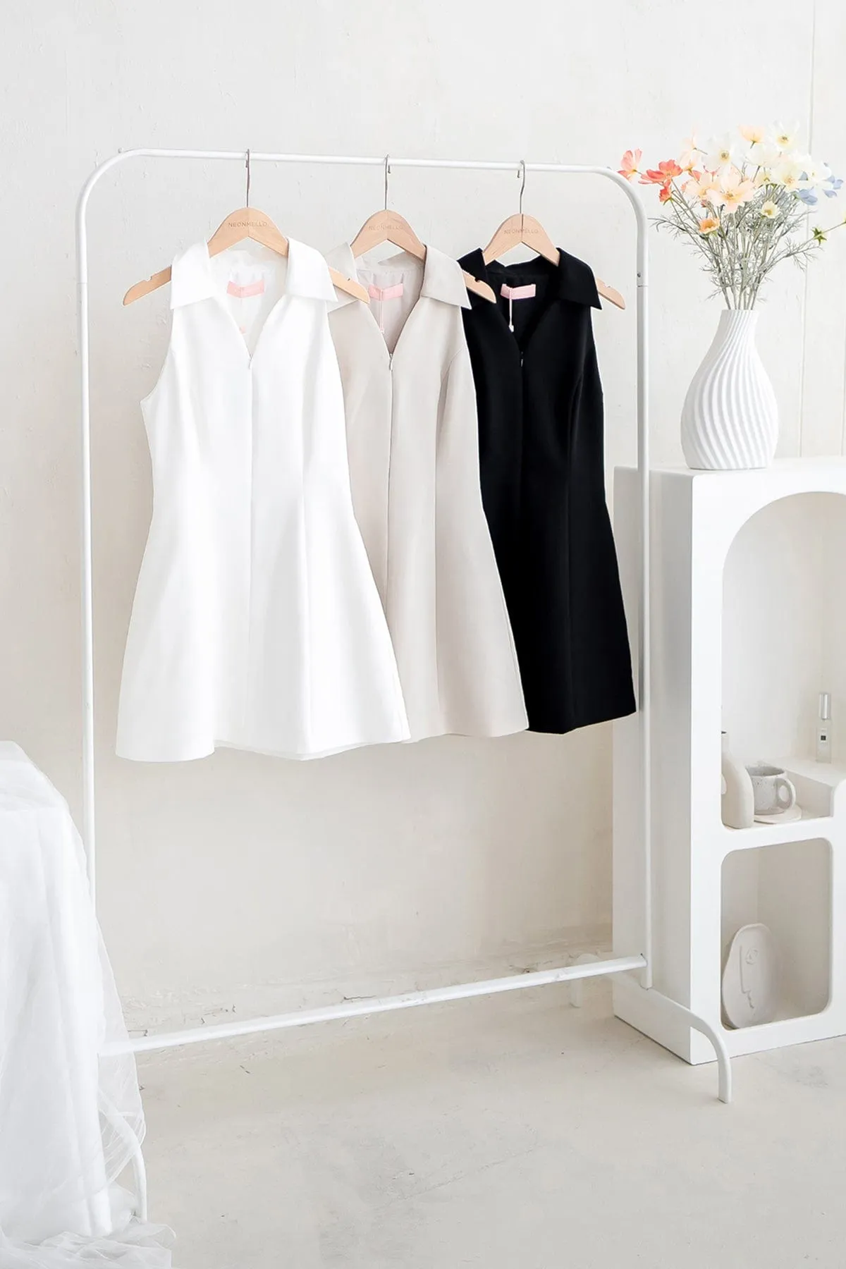 COREY ZIPPER DRESS IN OAT ECRU