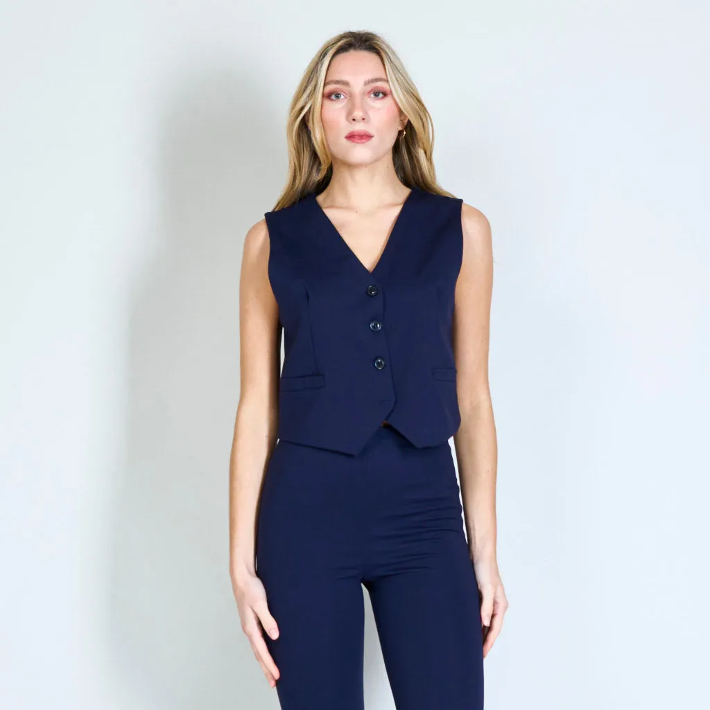 Cropped vest with buttons wholesale