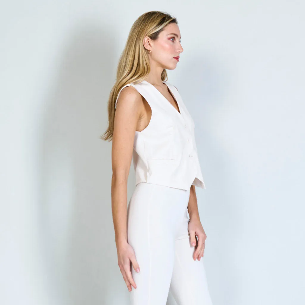 Cropped vest with buttons wholesale