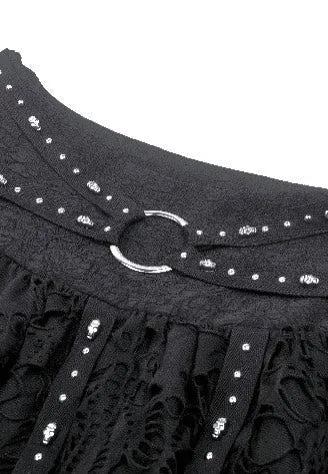 Dark In Love - Punk Irregular Tattered Skul Black - Skirt