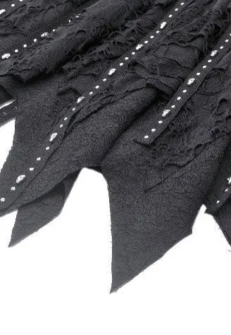 Dark In Love - Punk Irregular Tattered Skul Black - Skirt