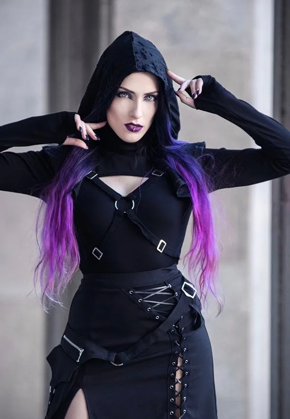 Dark In Love - Punk Sexy Slit Irregular Black - Skirt