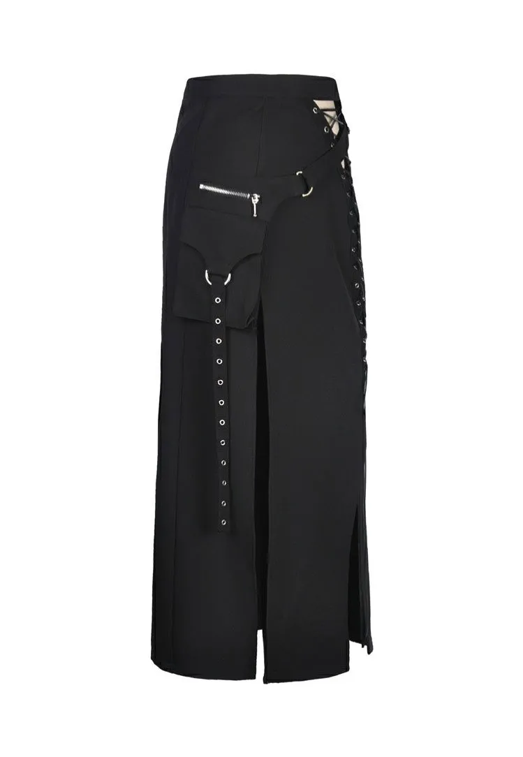 Dark In Love - Punk Sexy Slit Irregular Black - Skirt