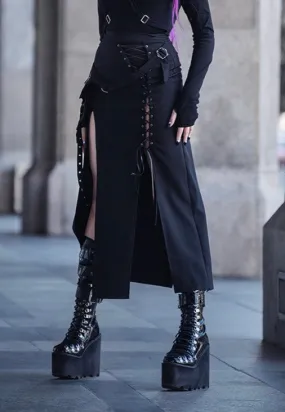Dark In Love - Punk Sexy Slit Irregular Black - Skirt