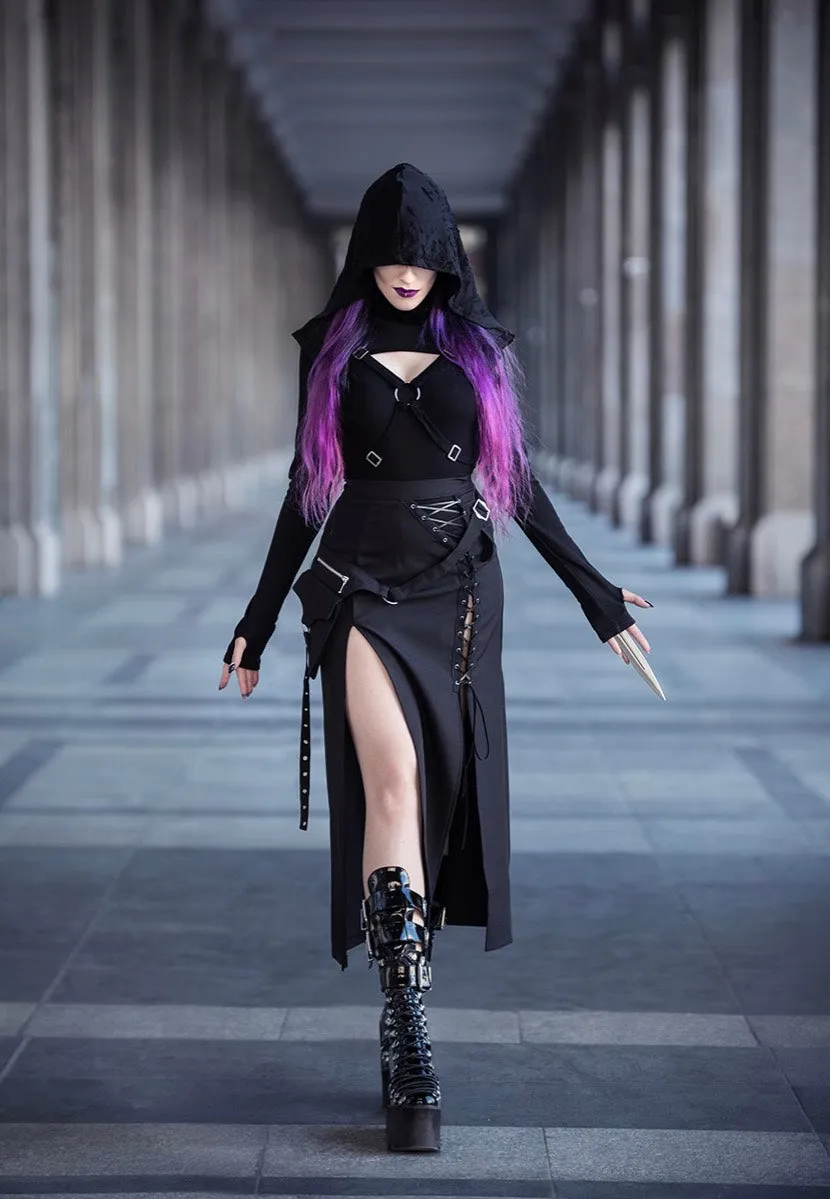 Dark In Love - Punk Sexy Slit Irregular Black - Skirt