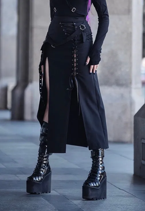 Dark In Love - Punk Sexy Slit Irregular Black - Skirt