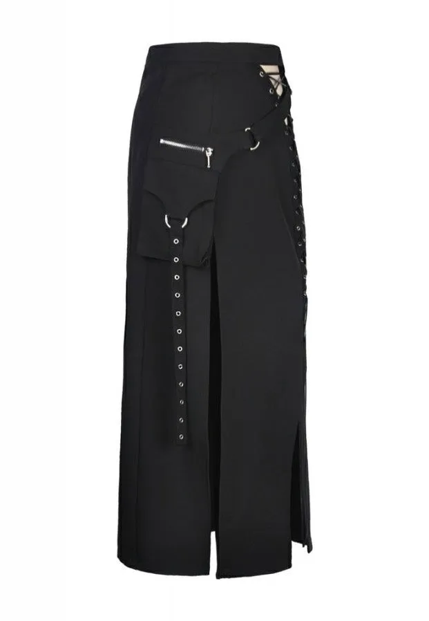 Dark In Love - Punk Sexy Slit Irregular Black - Skirt