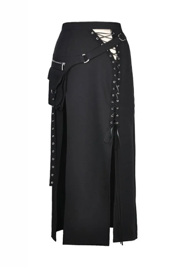 Dark In Love - Punk Sexy Slit Irregular Black - Skirt