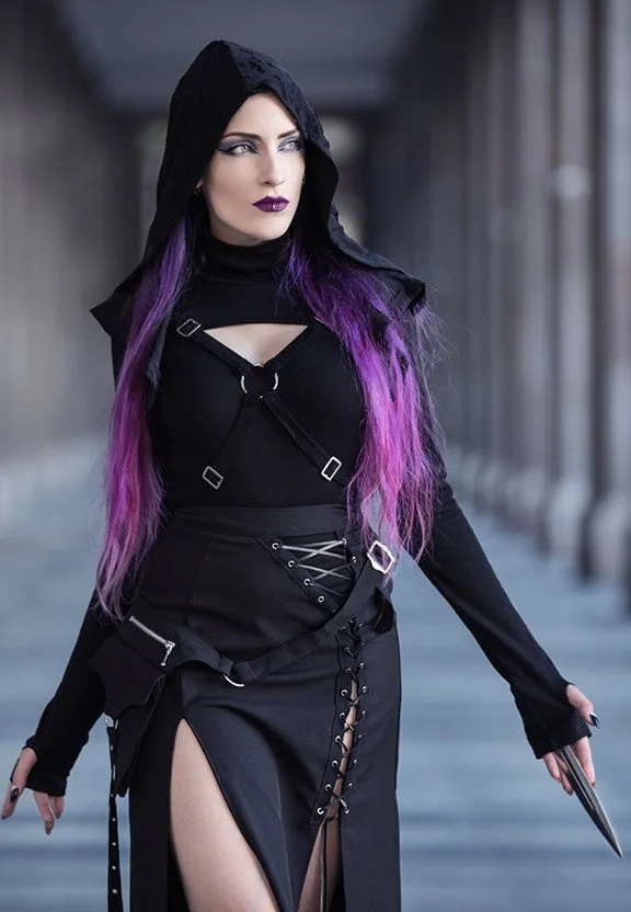 Dark In Love - Punk Sexy Slit Irregular Black - Skirt