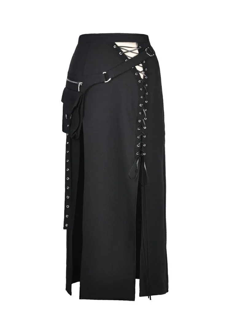 Dark In Love - Punk Sexy Slit Irregular Black - Skirt