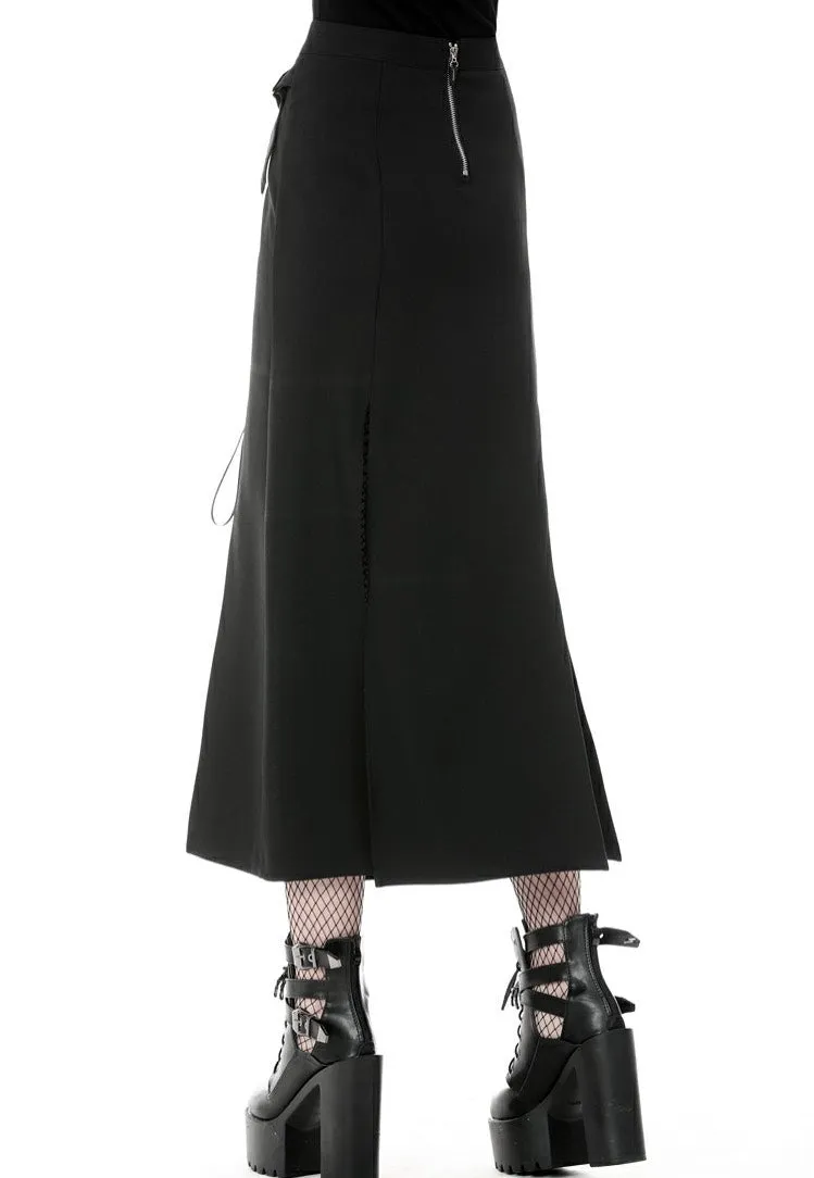 Dark In Love - Punk Sexy Slit Irregular Black - Skirt